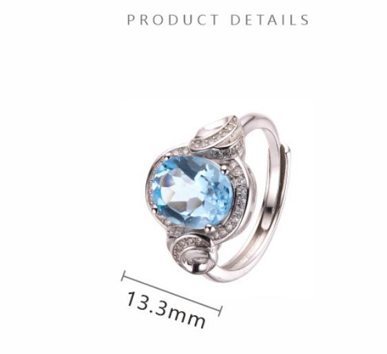 S925 Sterling Silver Natural Topaz and Amethyst Gemstone Ring-01